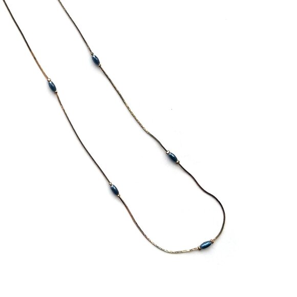 Vintage blue faux pearl necklace - Picture 1 of 9